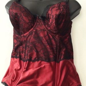 CACIQUE BUSTIER 14/16 Lingerie Red Black Lace Sexy